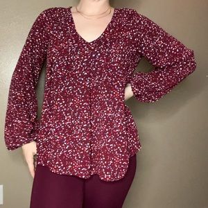 Maroon Speckled Peasant Blouse